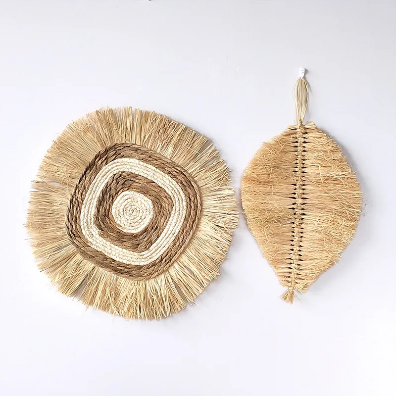 Raffia Hand-woven Hanging Decorations Entrance Wall Decorations B&B Background Wall Hanging Decorations Wabi-sabi Style
