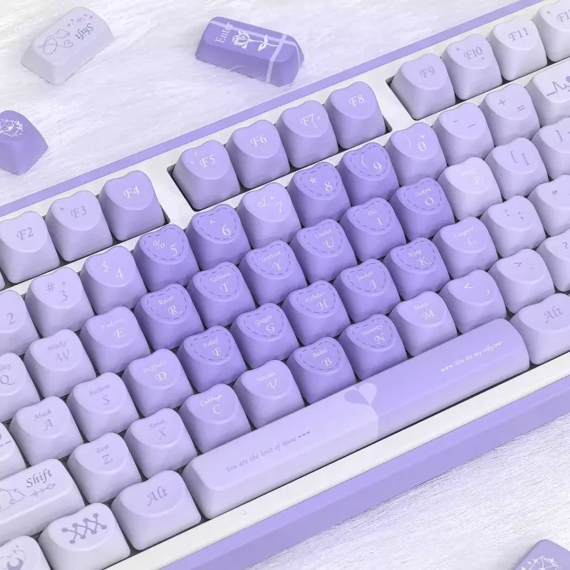 

MiFuny Purple Heart Keycaps Set Heart Profile Keyboard Caps Cute PBT Keycap for Gaming Mechanical Keyboard Accessories Gifts