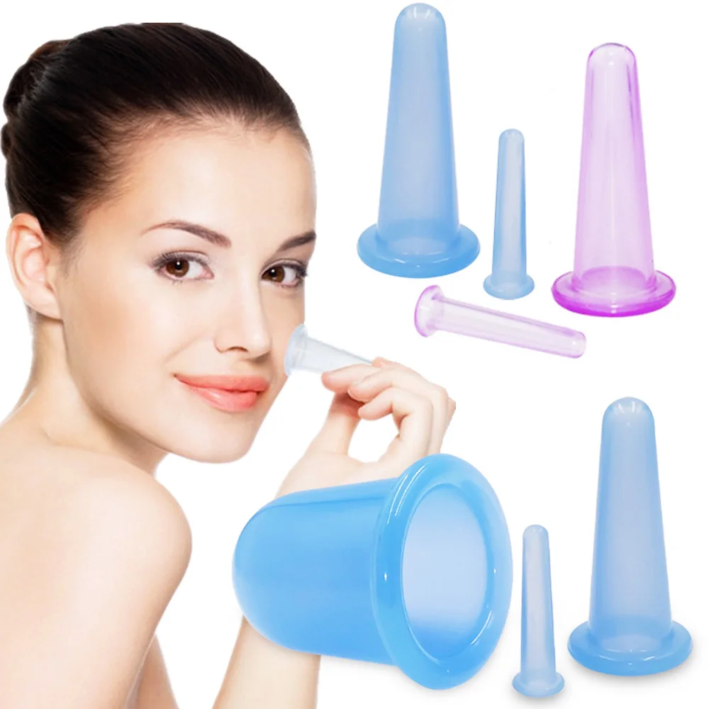 

Silicone Facial Suction Cups Anti Cellulite Vacuum Cupping Massage Jars Slimming Body Pain Roller Relief Cupping Therapy Set