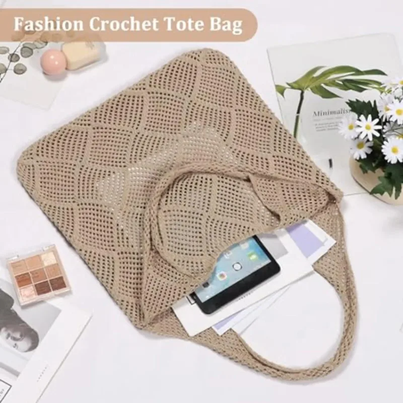 Knitted and Woven Minimalist Hand-Held Sweater Shoulder Bag Totes