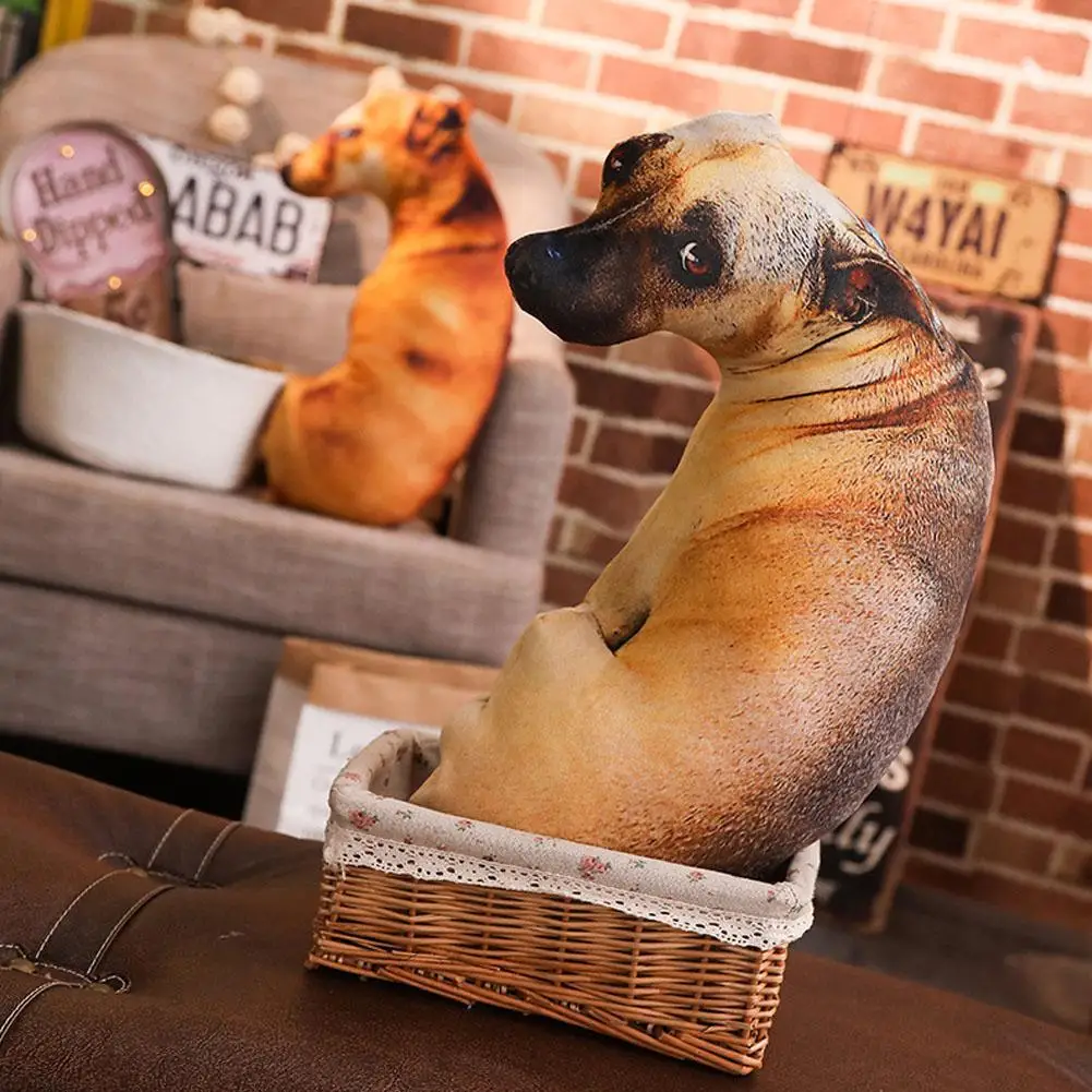 Zacht levensecht dieren sierkussen 3D-geprint grappige hond hoofd sierkussen schattige hond vorm decor voor thuiskantoren