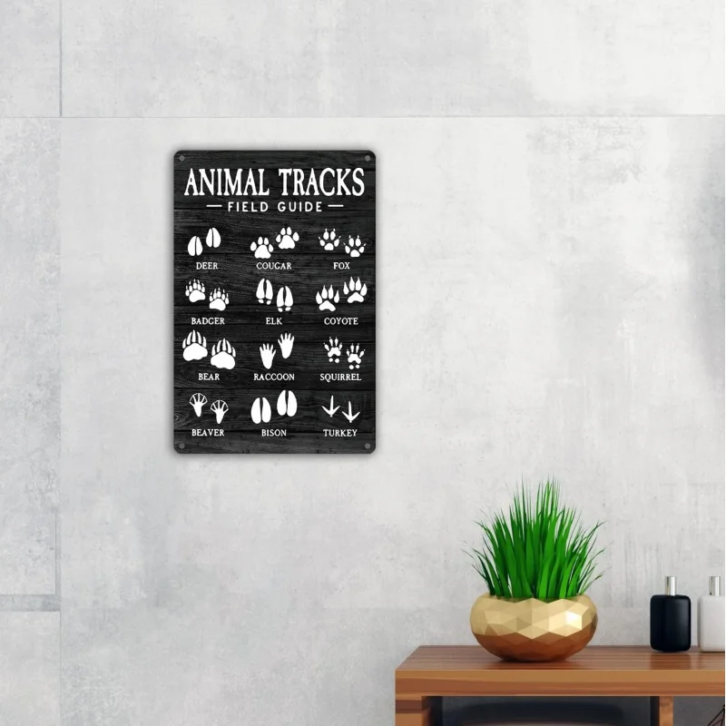 Iron Painting Art Interesting Animal Footprints Wilderness Metal Signs Wall Decoration Rural Theme Family Office Nursery Bedroom