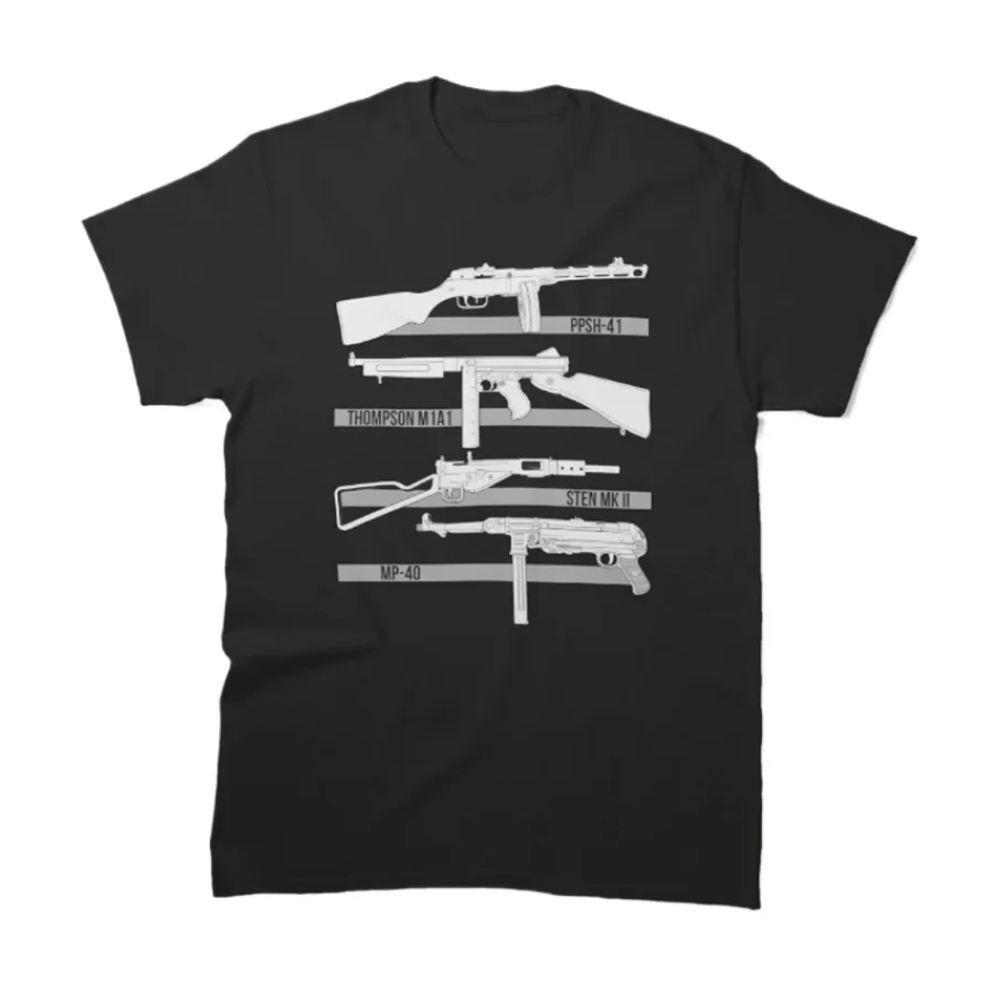 

Знаменитая футболка с пистолетами-пулетами времен Второй мировой войны, 100% хлопок, летняя повседневная мужская футболка с круглым вырезом и коротким рукавом, размер S-3XL