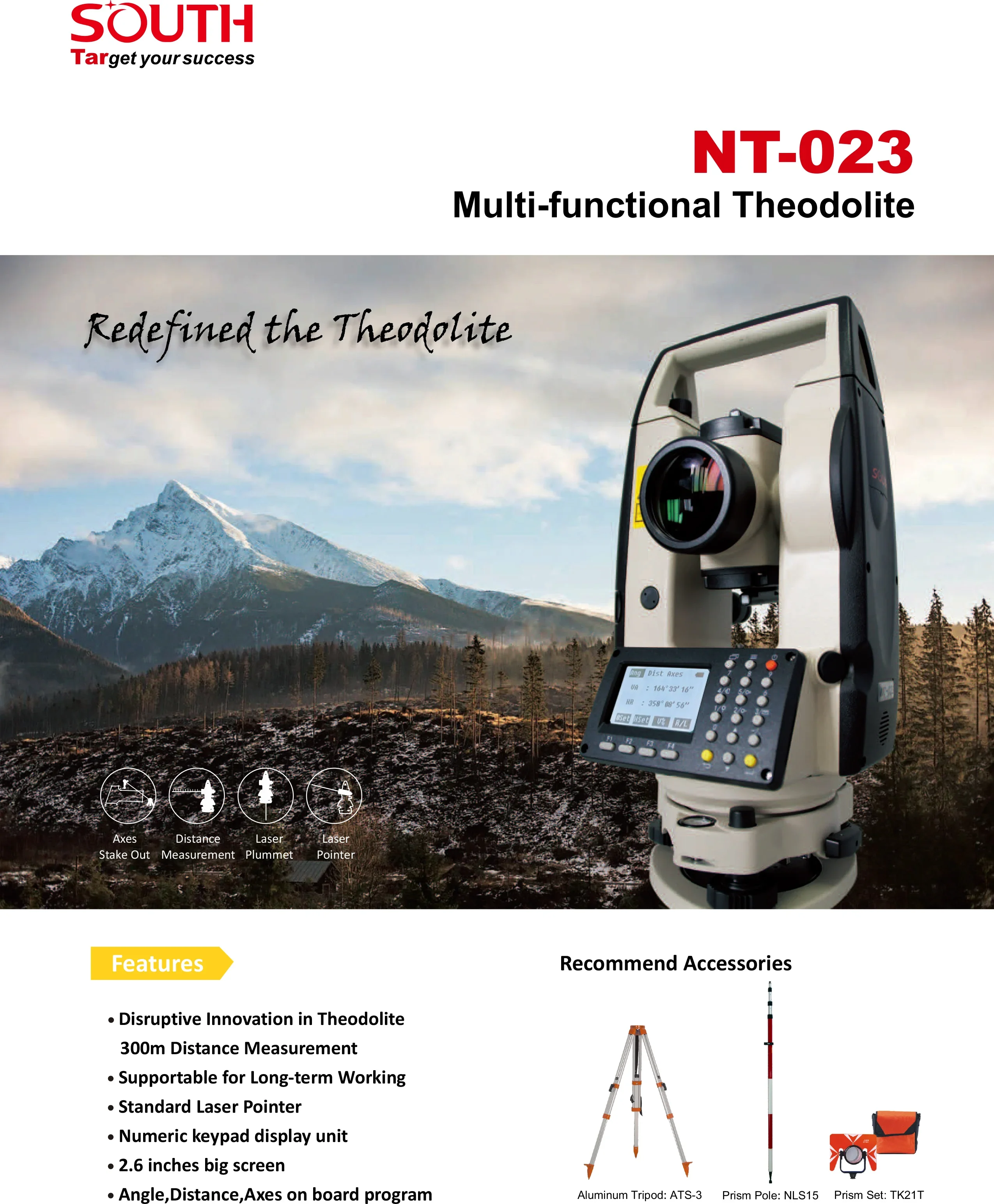 

2026 SELL High Quality Theodolite SOUTH NT-023 Electronic Theodolite Surveying and Mapping Multi-function Surveying Instrument