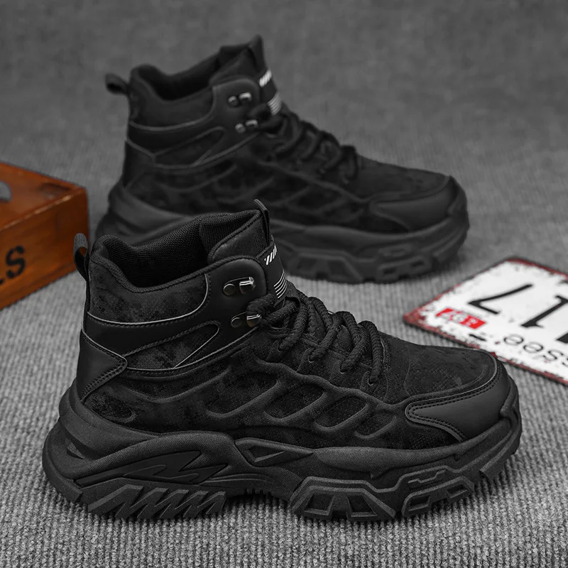 

Workwear men's shoes 2025 winter anti slip hiking boots men's height increasing dad shoes sports and leisure shoes