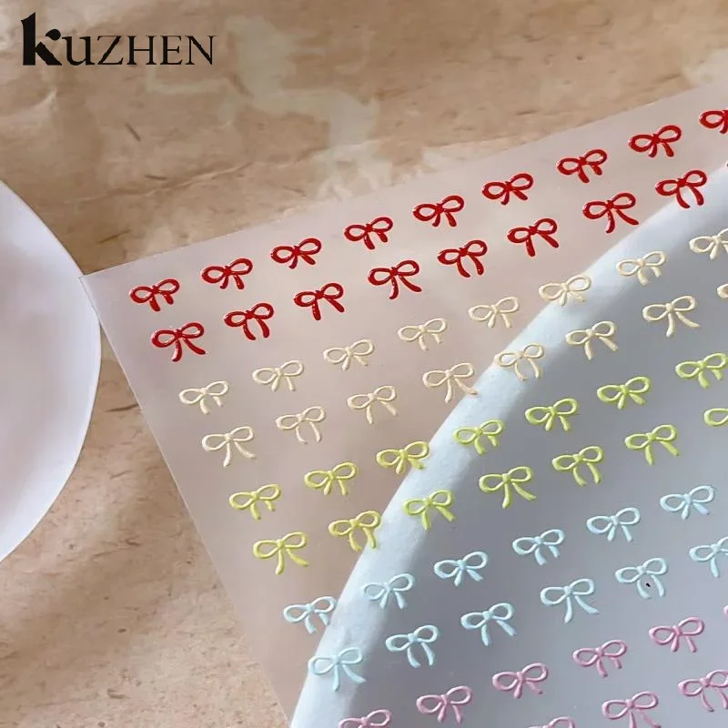 

1 Sheet Mixed Color Bow Nail Art Stickers Relief Cute Bowknot Nail Charms Bow Manicure Decoration
