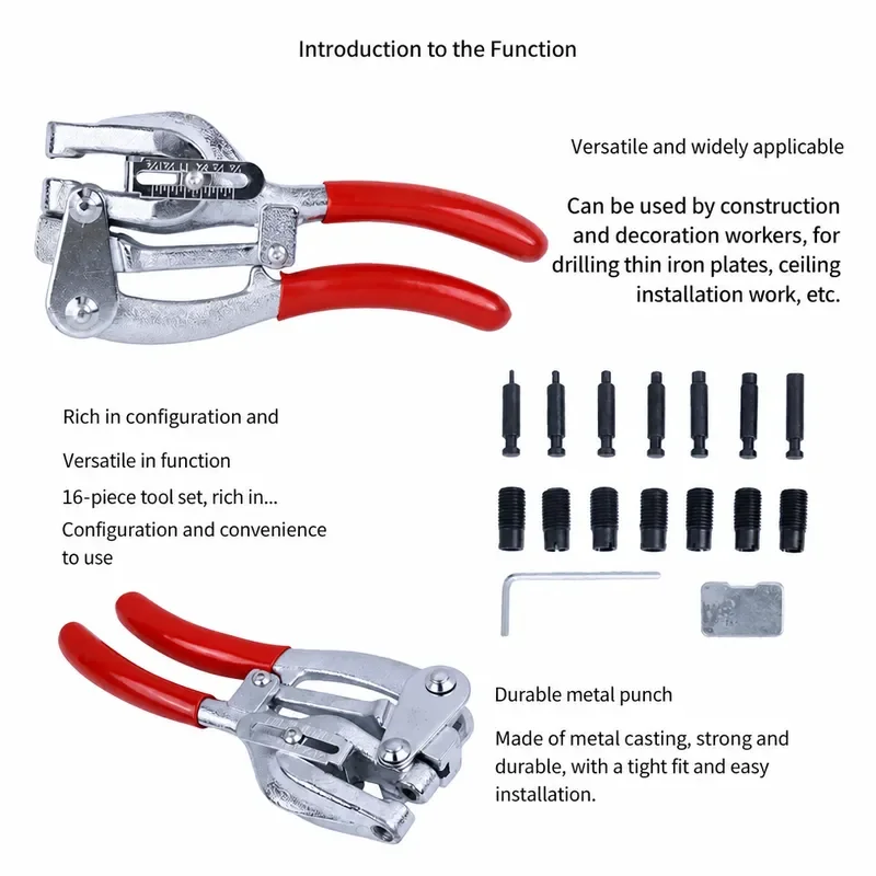 Metal Hole Heavy Duty Hole Punch Set 3/32-Inch to 9/32-Inch Hand Held Power Punch and Sheet Metal Hole Punch Kit