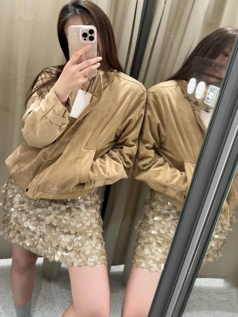 تنورة قصيرة نسائية عصرية لربيع وصيف 2025 بأسلوب بانك، خصر مرتفع مع ترتر لامع، تنورة قصيرة كاجوال من ألياف البوليستر #5