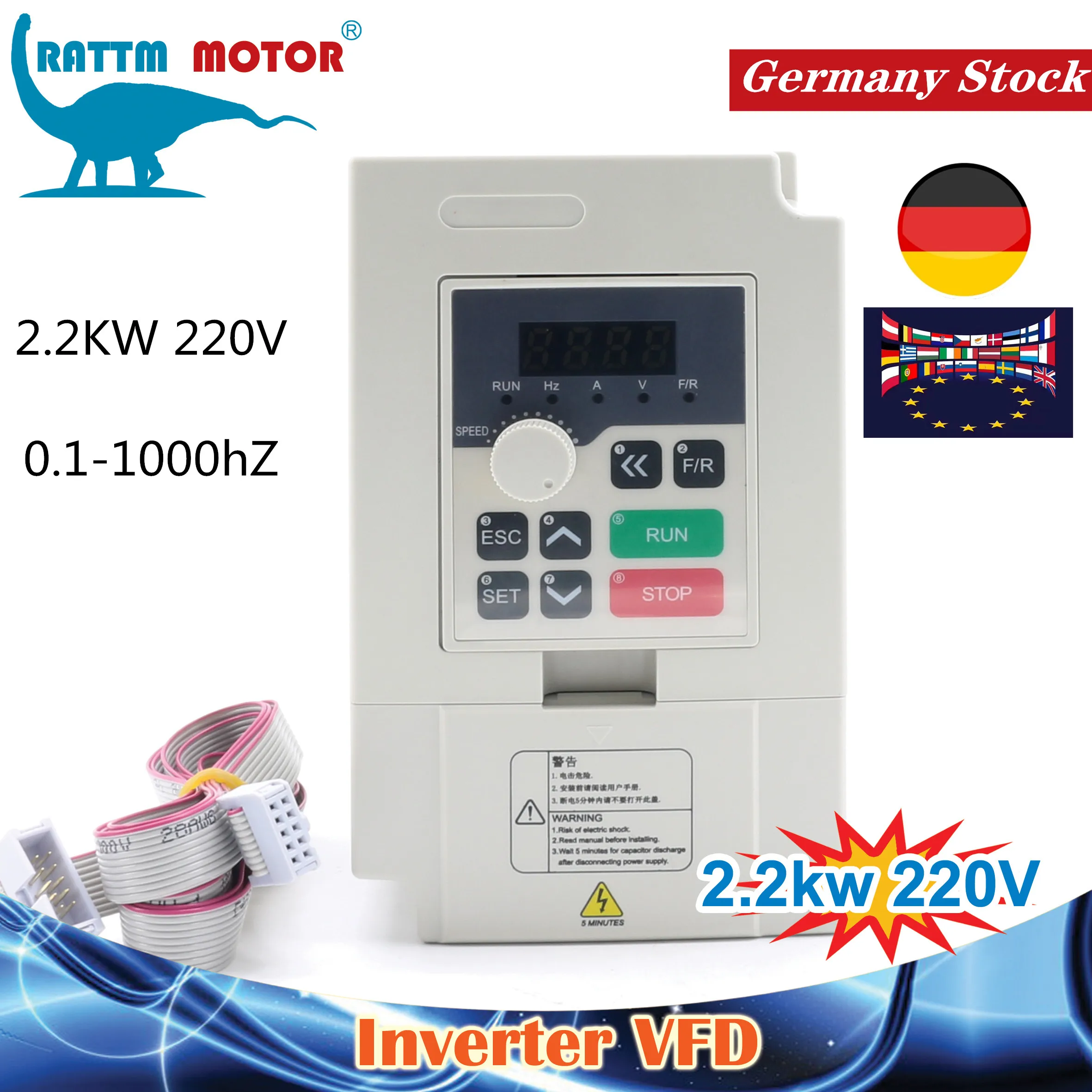 

『EU』RATTM MOTOR 2.2KW VFD 220V1000Hz Spindle motor inverters Vector Frequency Driver Converter 3HP Input FOR CNC ROUTER MACHINE