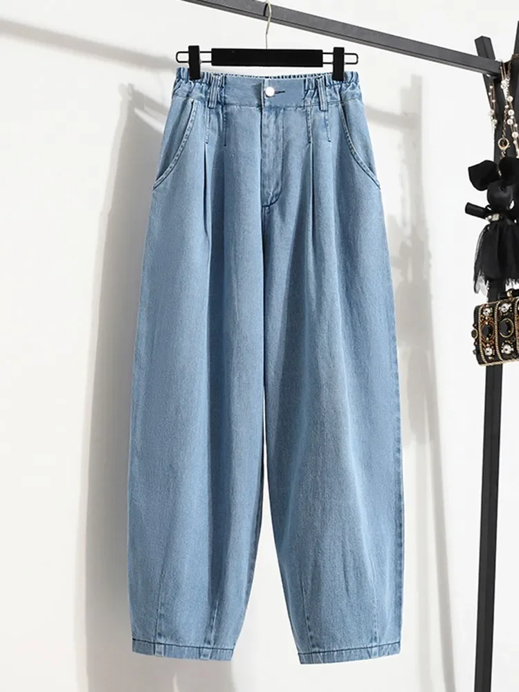 Neue Ankunft 2025 Koreanischen Stil Streetwear Alle-spiel Lose Hohe Taille Weibliche Knöchel-länge Denim Hosen B2051 Frauen casual Jeans