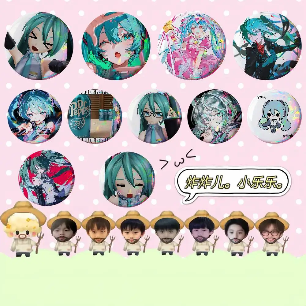 H-Hatsune Mikus Badges Tinplate Soft Button Pin Brooch Metal Badge Custom Jewelry Accessories Hat Bag Lapel