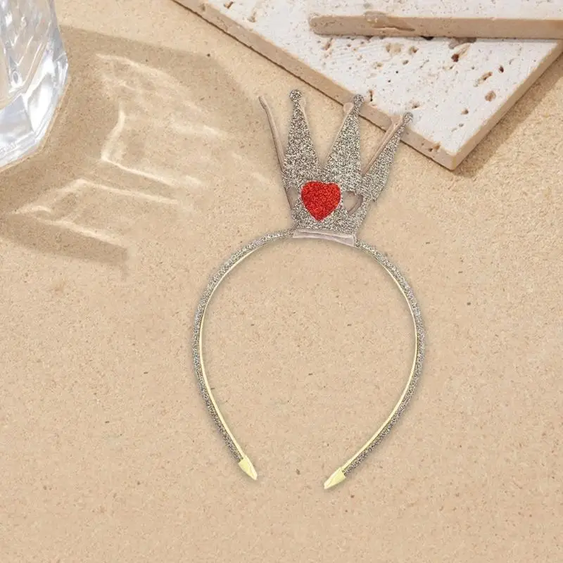 652F Sparkling Tiaras Crown Headband for Party Hollowed Heart Hairhoop Hair Accessory for Parties and Birthday Festival Supply