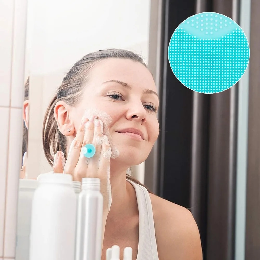 Soft Silicone Facial Cleansing Brush 4 Pack Exfoliator Scrubber Pad for Deep Pore Cleaning Blackhead Acne Treatment Gentle Face Wash Tool Skin Care Routine Men Women Cradle Cap Remover for Babies Reusable Waterproof view 6