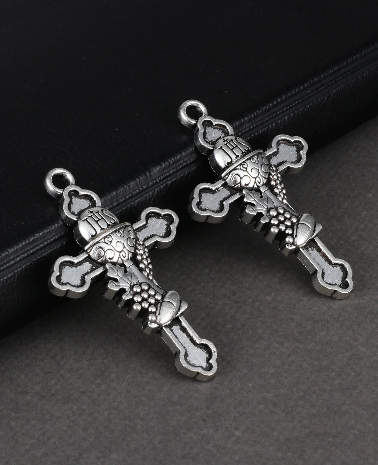 10Pcs/Lot Holy Communion Cross Pendant Holy Eucharist Chalice JHS Christogram Charms DIY Rosary Chaplet Necklace Religious Parts