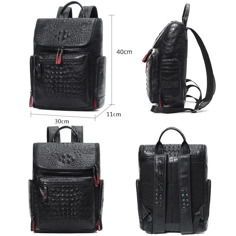 100%Crocodile Genuine Leather 15.6 inch Laptop Backpack Men Travel Bags Bagpack Waterproof Big Backpack For Teenager Schoolbag