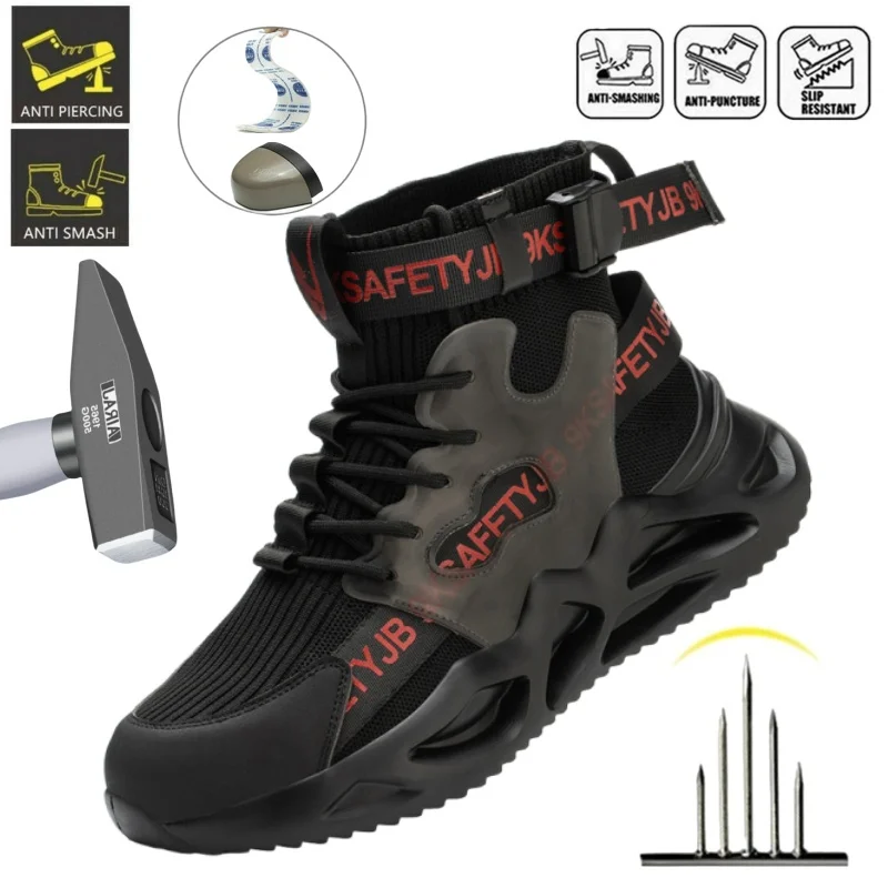 

Work Boots Indestructible Safety Shoes Men Steel Toe Shoes Puncture-Proof Sneakers Women Non Slip Work Shoes Male Tactical Boots
