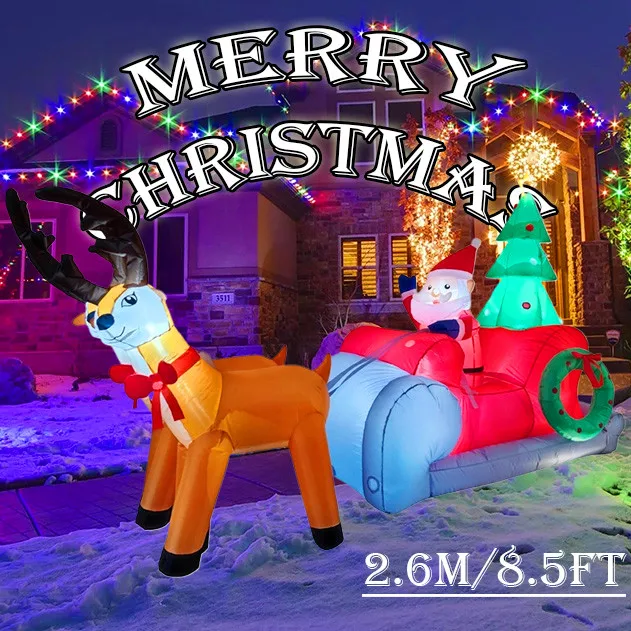

2.6M/8.5FT Christmas Inflatable Toys Elk Deer with Santa Claus Outdoor Inflatable Model Xmas Decor 2024 New Decoration Toy Gift