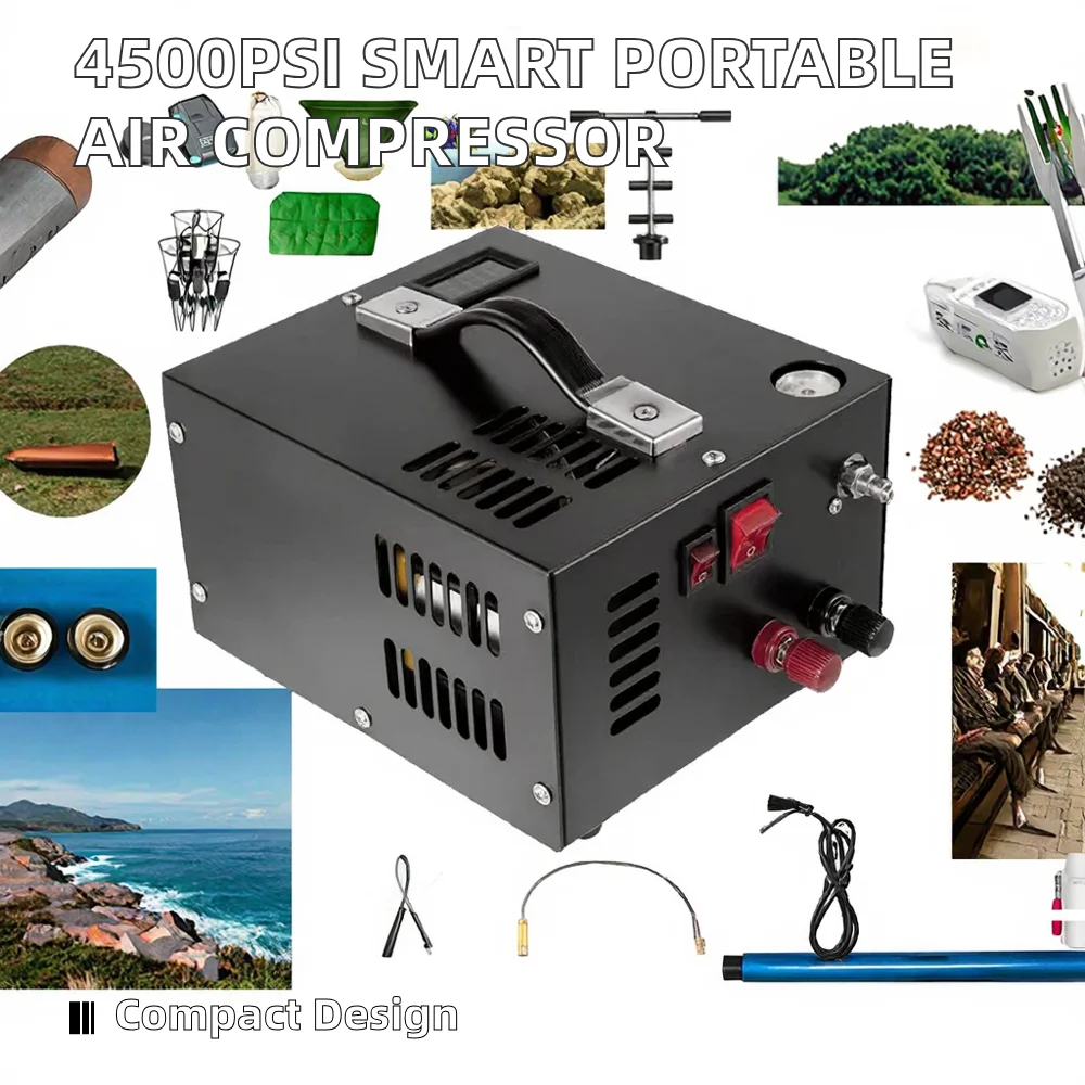 Intelligent Portable Automatic Shutdown Electric High Pressure Air Compressor 4500PSI Barometer for Outdoor Tire Inflating