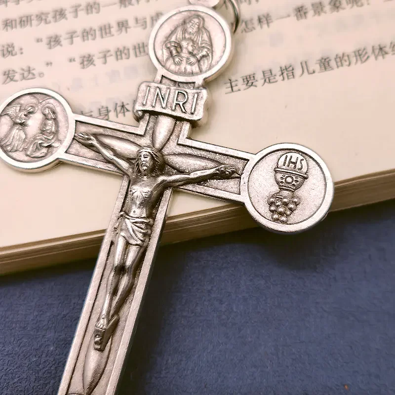Metal Big Cross Pendant 9.5 x 7cm Roman Four Great Halls Alloy Crosses for Necklace Religious Jewelry