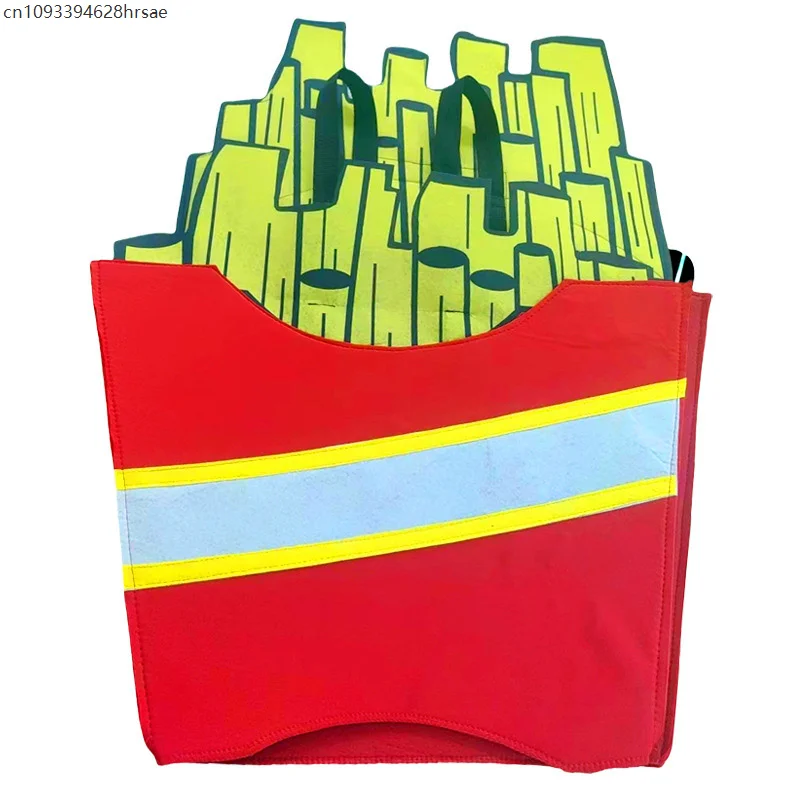 Unisex Lustige Essen Outfits Cosplay Erwachsene Pommes Frites Kostüm Kinder Riesen Pommes Kegel Halloween Kostüm