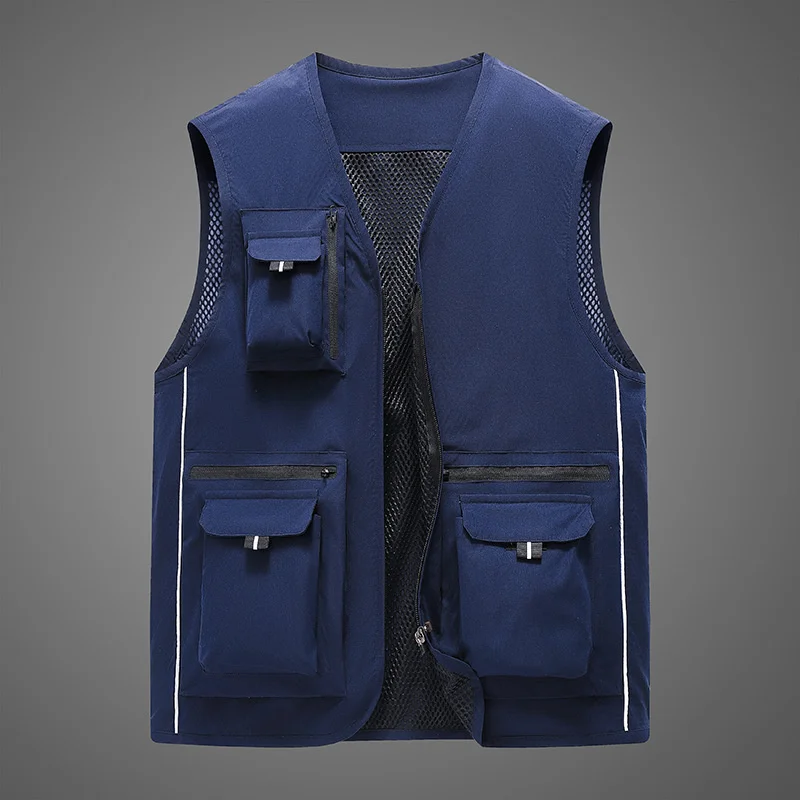 

Vest Work Big Size Men's Clothes Hunting Multi-pocket Summer Man Cool Sleeveless Jacket Fishing Clothing Denim Tactical Military