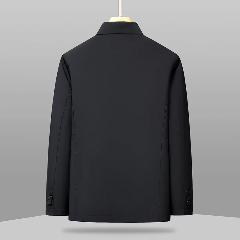 Simple Style Men Black Excutive Jacket Turn Down Collar Single Breasted Design Basic Coat Daily Menswear Four Season Outfits