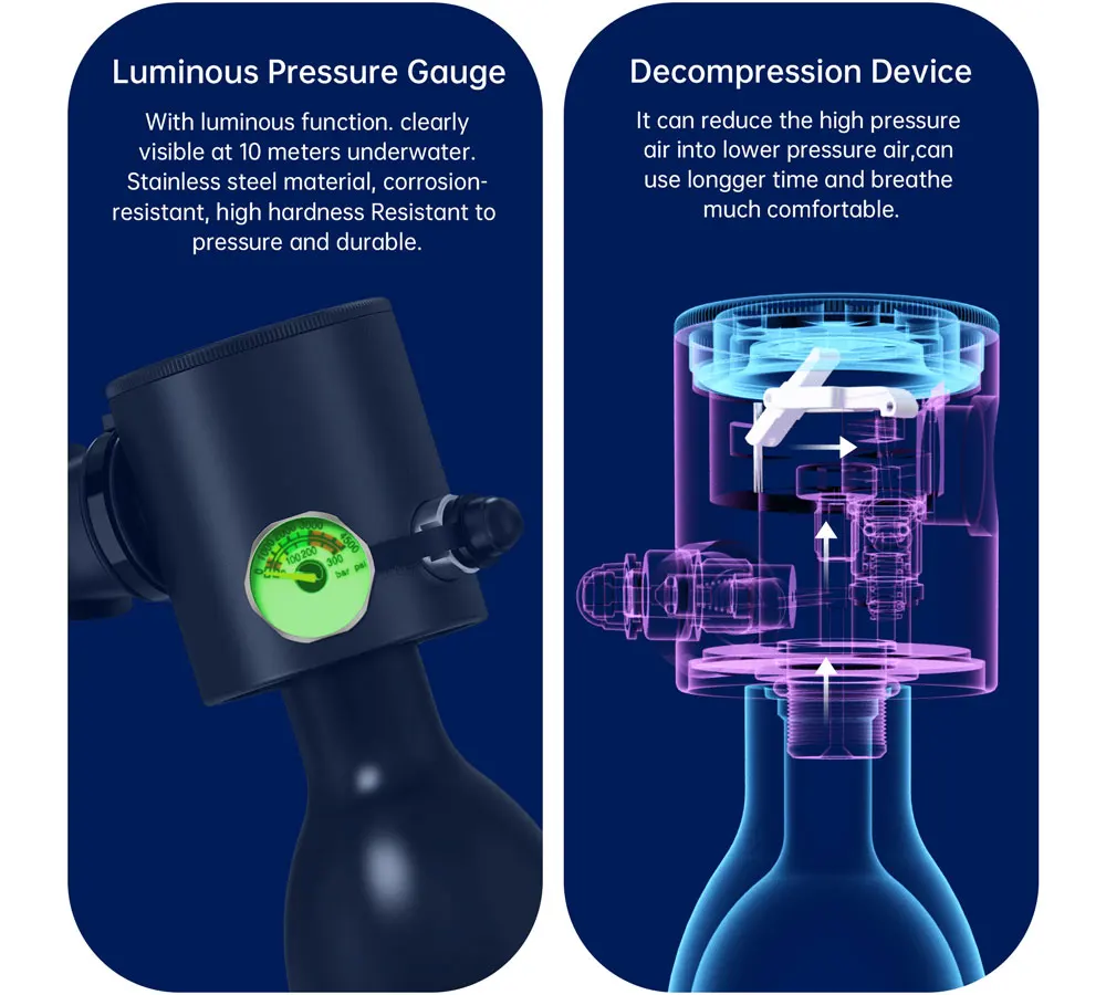 DEDEPU Mini Oxygen Bottle Breathing Valve Head, Underwater Breather for Mini Scuba Tank view 2