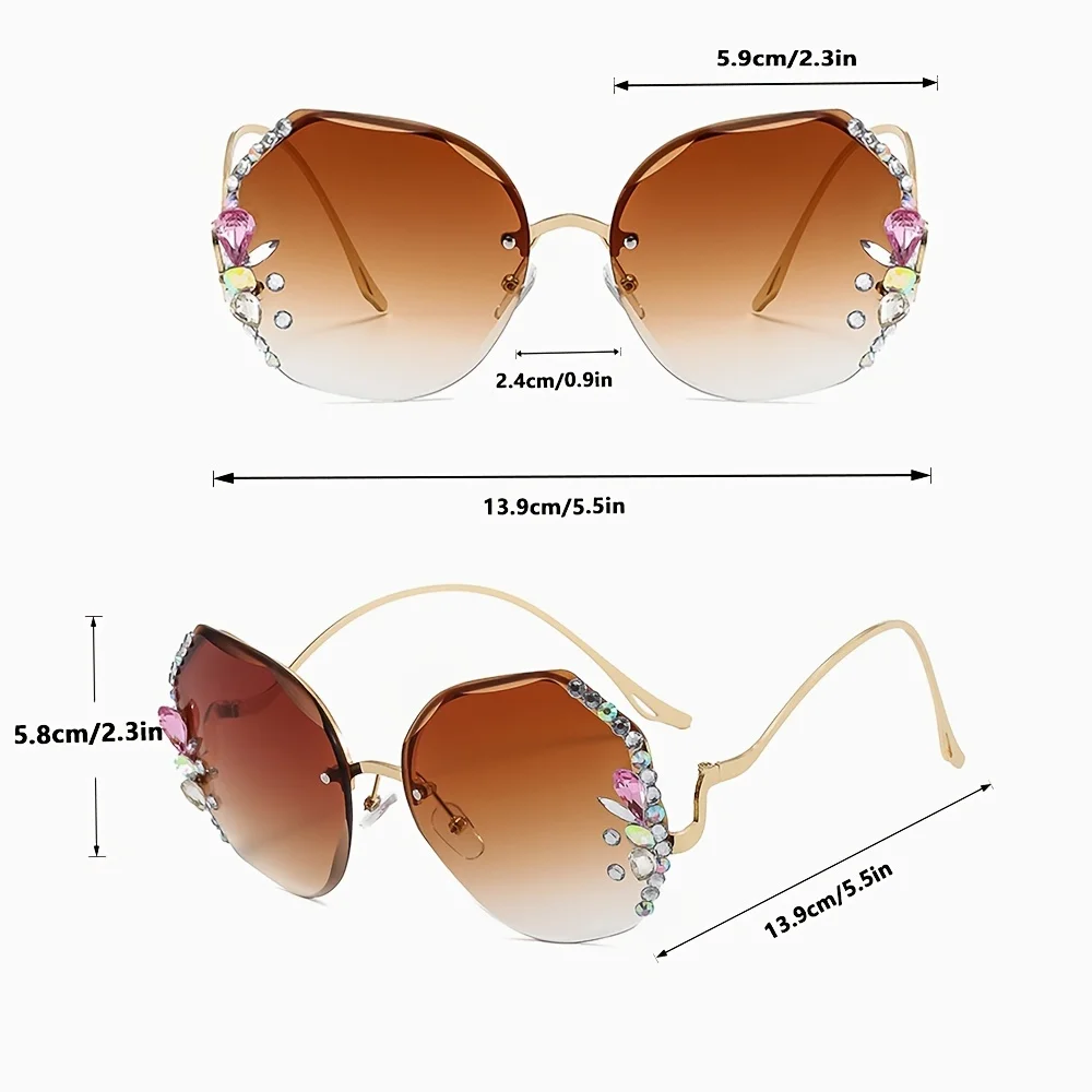 Lunettes de soleil rondes à demi-monture pour femmes, lunettes décoratives en biscuits, nuances de métal Y2K, lunettes respirantes, lunettes carrées