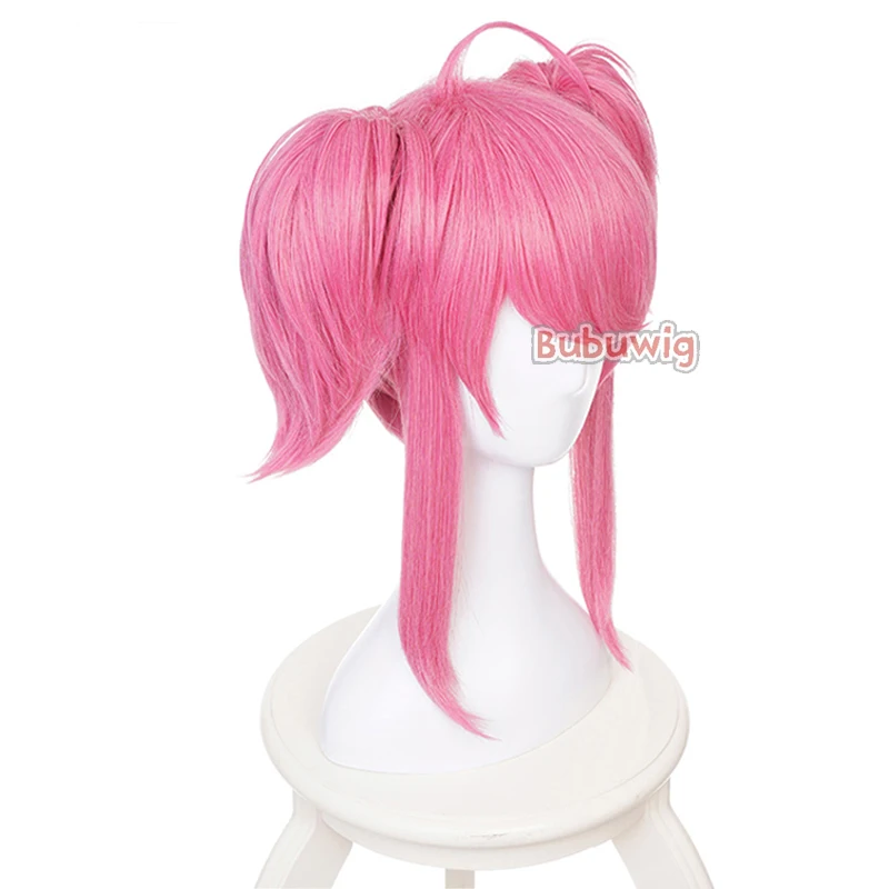 Bubuwig Synthetic Hair LOL Champion Lux Pink Ponytail Wig Women Medium Long Straight Cosplay Party Lolita Wigs Heat Resistant