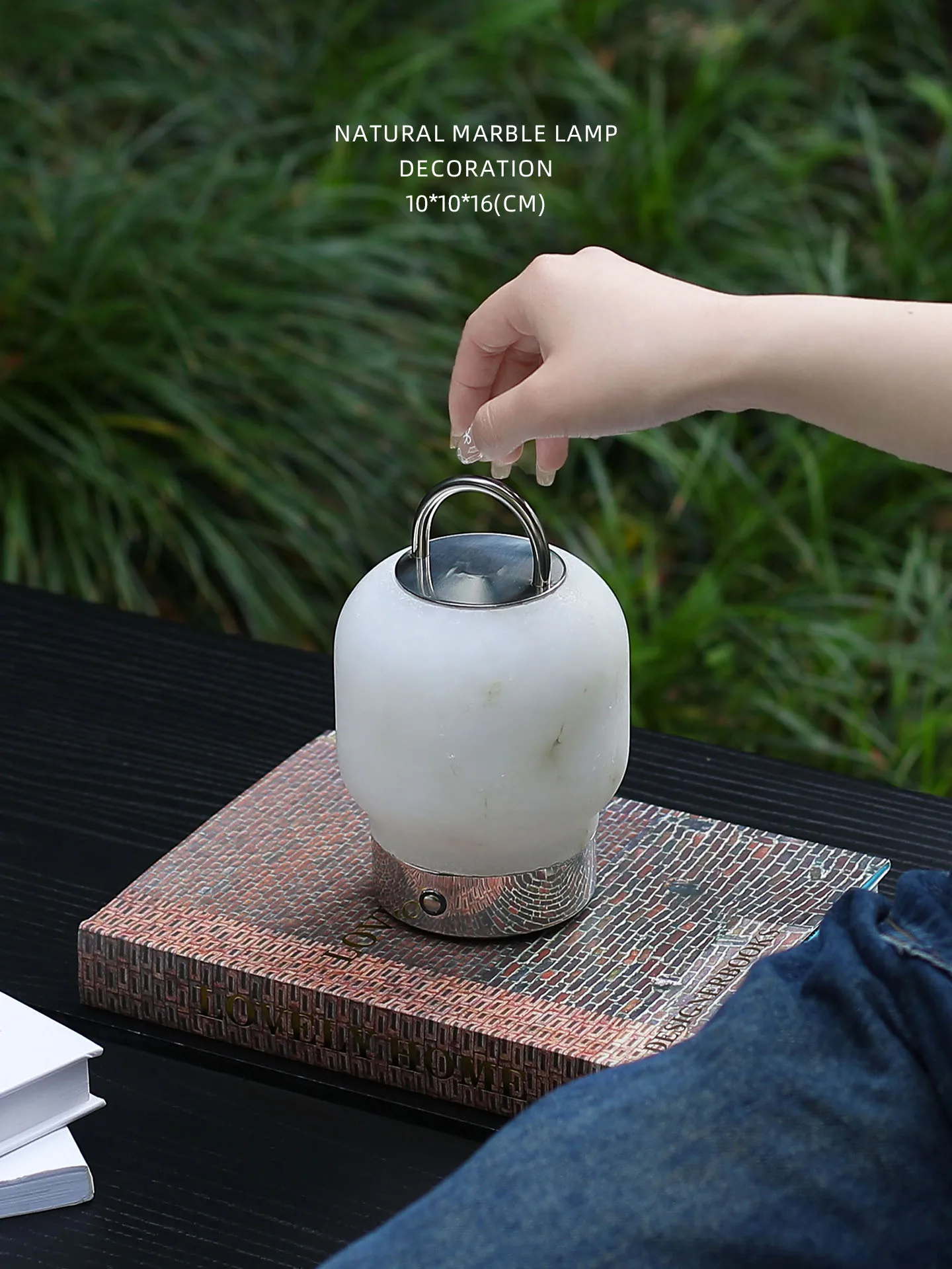 Natural Marble Lamp Marble Touch Portable Stepless Dimming Wireless Bedside Ambient Light Desktop Ornament