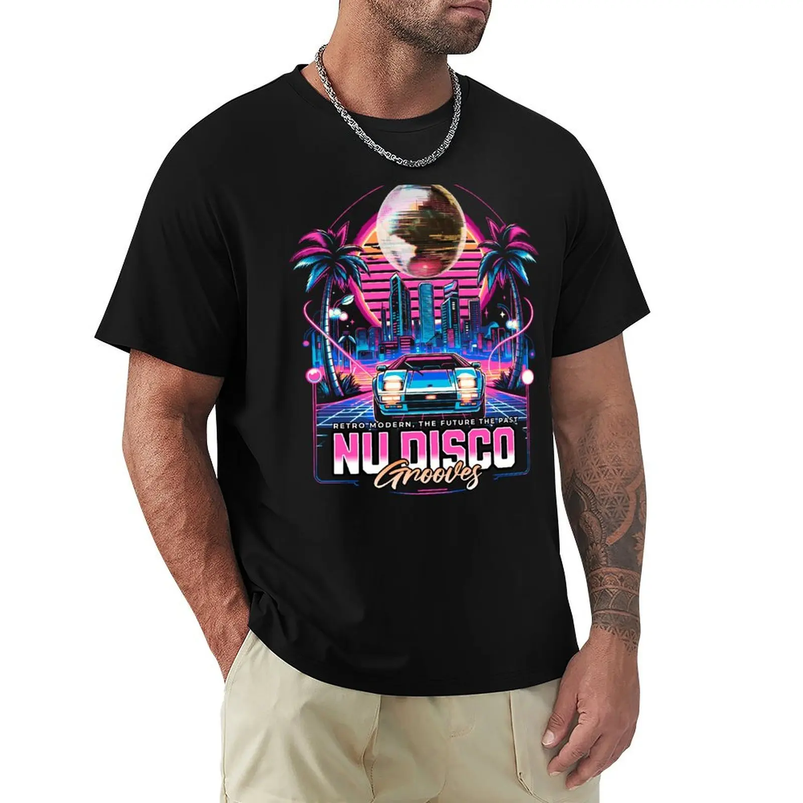 

NU DISCO - Neon Grooves (Pink) T-Shirt for a boy Luxury man mens t shirt graphic