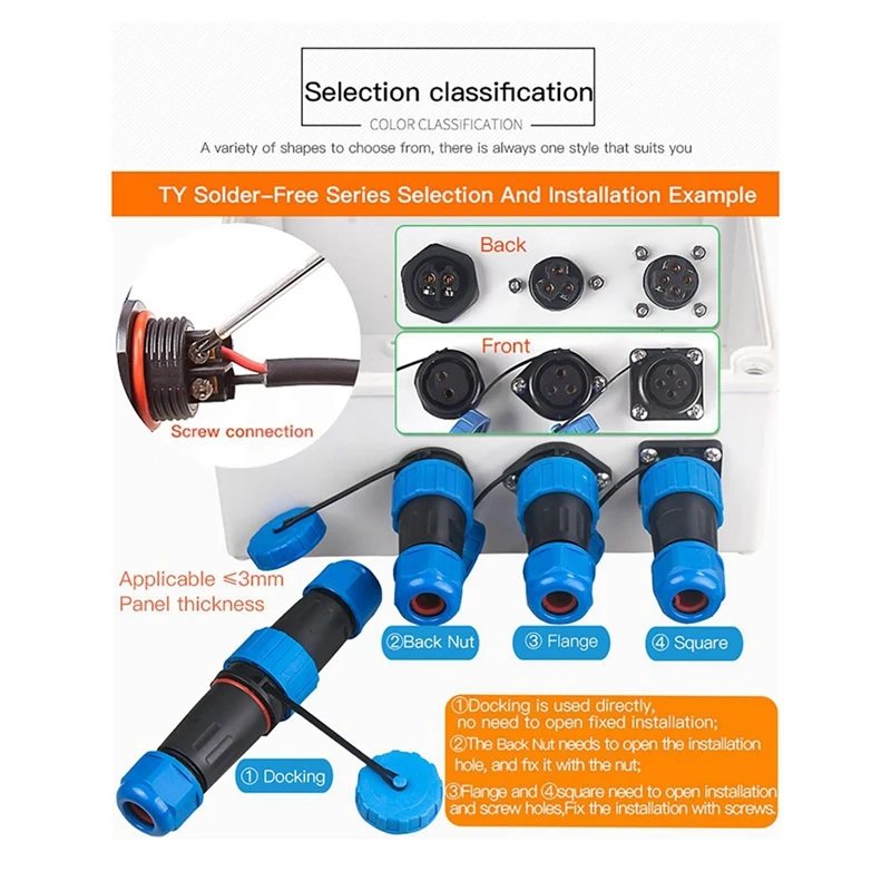 Super Sale GEYA SD20 Aviation Waterproof Connector, 3-Pin Solder Connection Cable Plug & Socket, in-Line Male/Female Docking