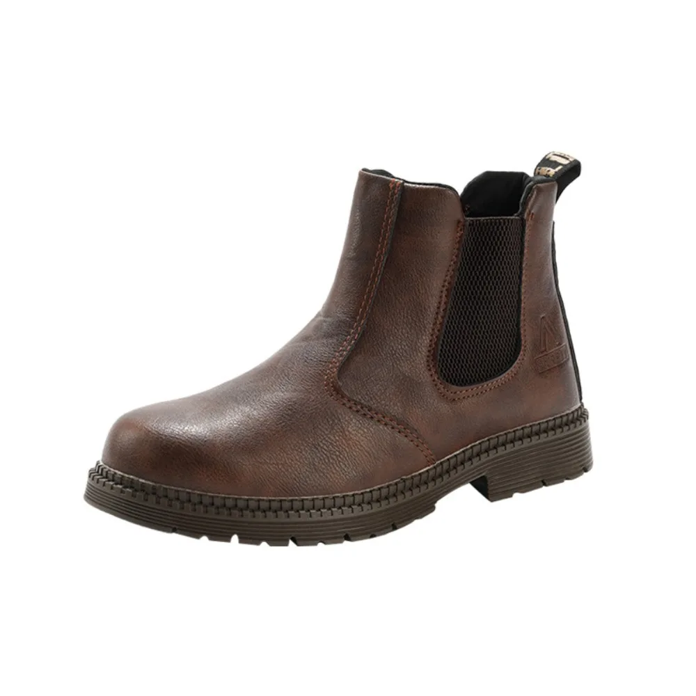 オールシーズン対応の作業用安全靴、耐久性があり頑丈な厚底ソフトソール、スチールトゥブーツ、耐衝撃、耐穿刺、耐摩耗性フットウェア