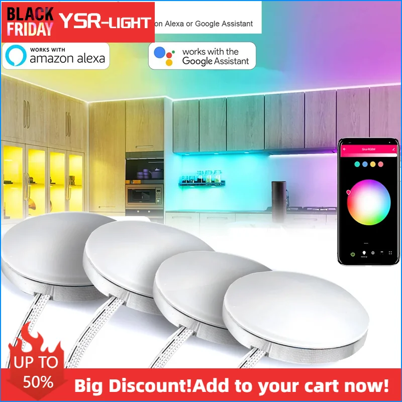 Aluminum Tuya Wifi Control RGB LED Under Cabinet Lighting Dimming Kitchen Counter Furniture Lighting Kit For Alexa Google Home