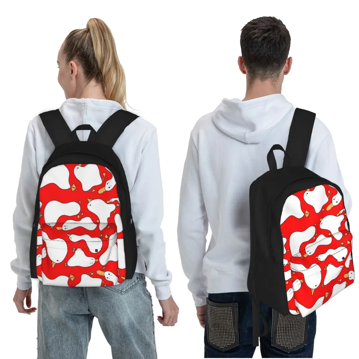 Goose Pattern Student Backpack School Bag Hiking Travel Daypack for Men Women Fashion Bookbag Shoulder Bags