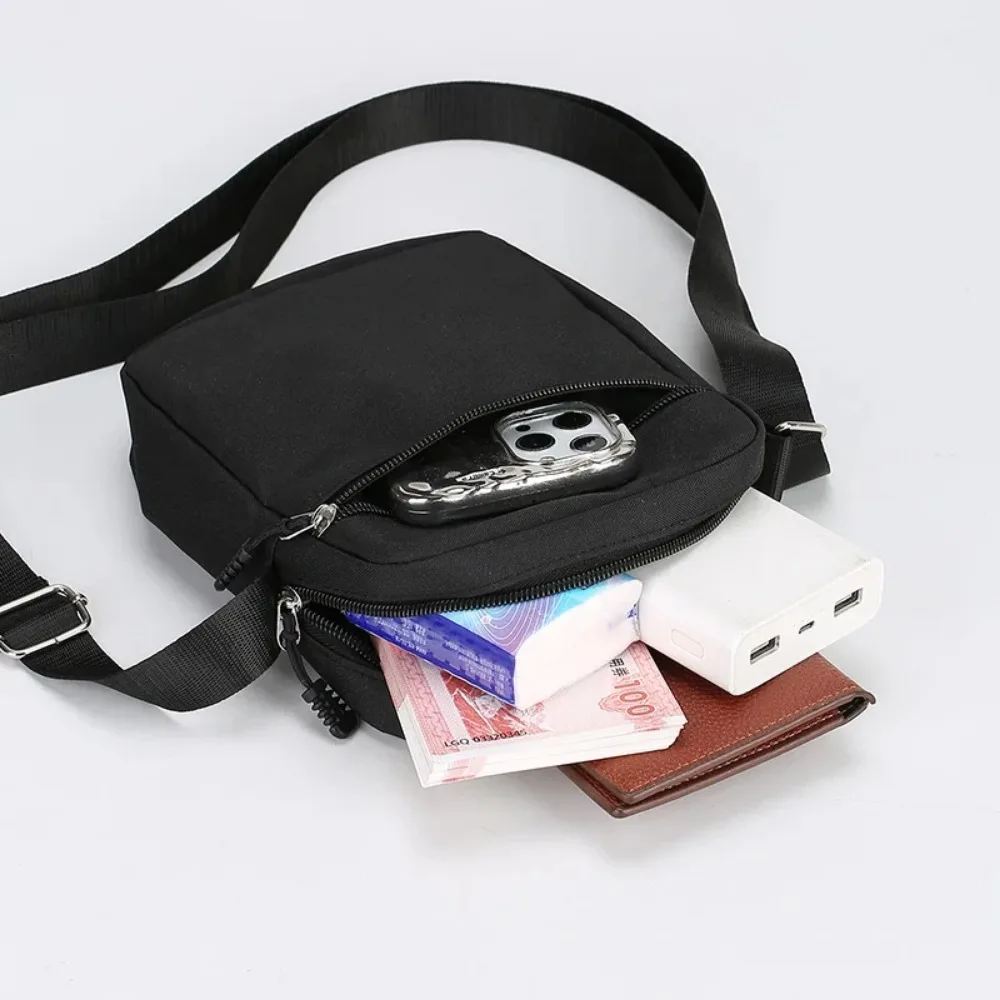 Simple Casual Mini Crossbody Bag Men Nylon Small Shoulder Bag For Men Oxford Black Messenger Side Sling Bag Husband Chest Bag image 3