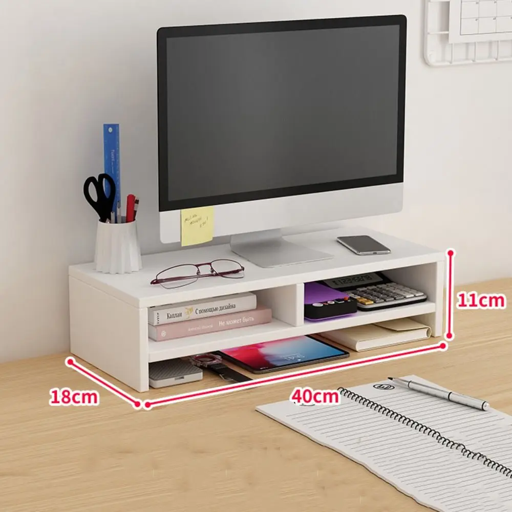 Stable Base Wood Desktop Computer Stand Easy Assemble Protect Cervical Spine Office Laptop Riser Space Saving Large Load Bearing