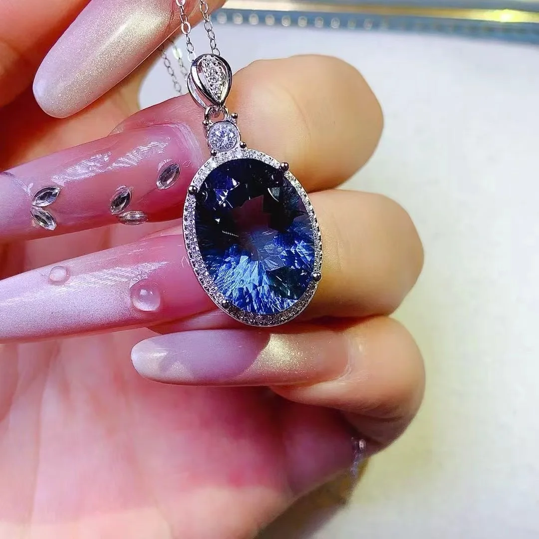 KJJEAXCMY High End Women's Pendant Natural Topaz S925 Silver with Electroplating Boasting High Clarity Full Brilliance Gift