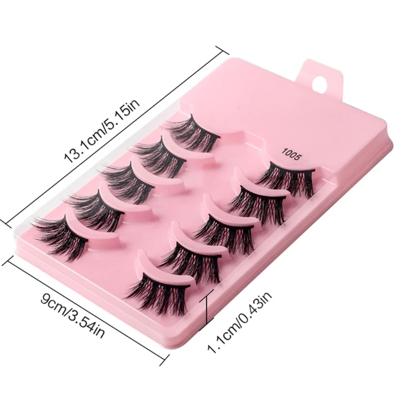 Half Lashes Natural Look Wispy Mink Lashes Fluffy-Fake Eye Lashes แพ็ค 5 คู่