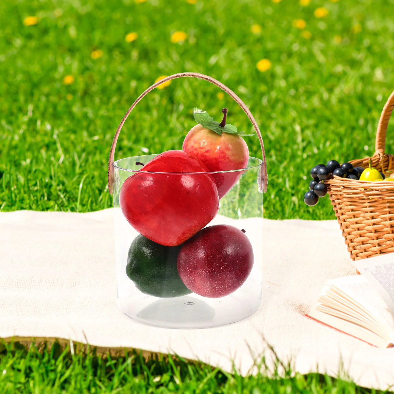 

Transparent Fruit Bag Large Capacity Handbag Fashion Portable Picnic Basket Multi-Purpose Storage Organizer Simple Basket