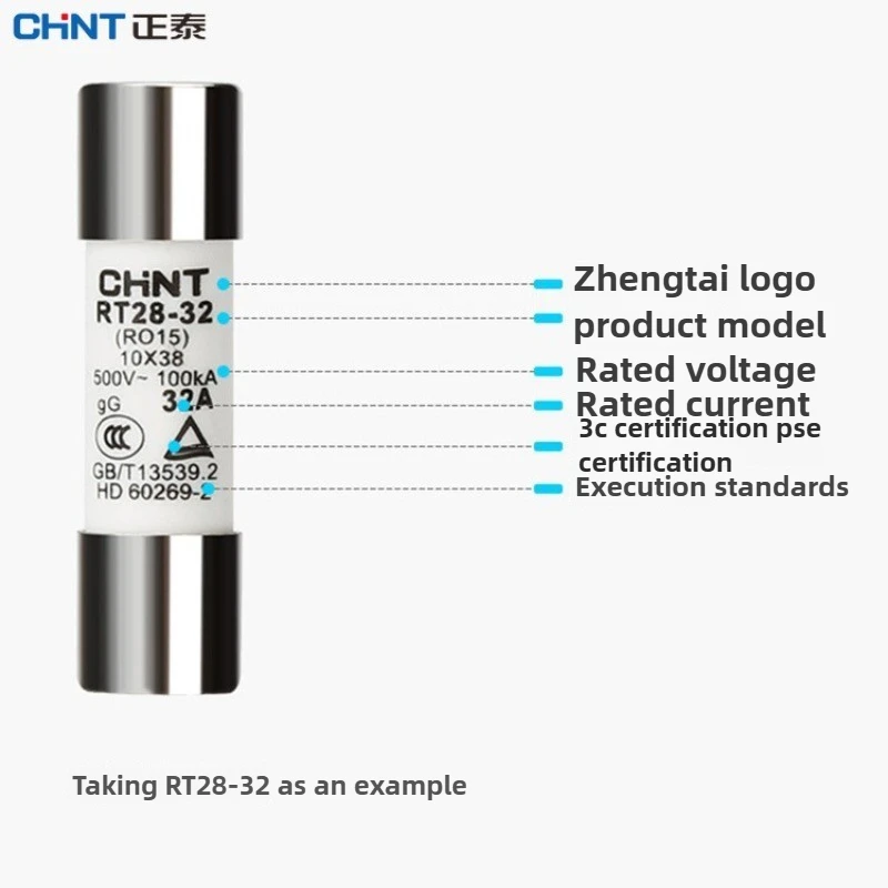 CHINT RT28-32 (RO15) 10X38 RT28-63 (RO16) 14X51 500V 2A 10A 16A 20A 25A 32A 40A 50A 63A 세라믹 퓨즈 링크 퓨즈 용융 코어 키트