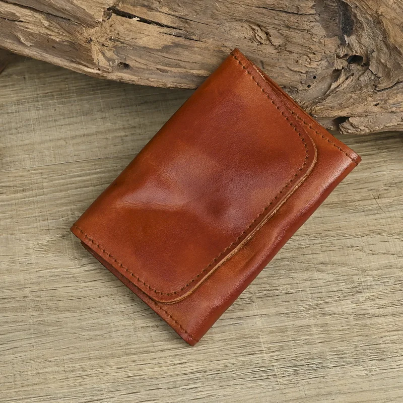 Кошелек из натуральной кожи для мужчин и женщин, брендовые винтажные короткие маленькие мужские кошельки ручной работы, держатель для карт, оригинальный кожаный кошелек для монет