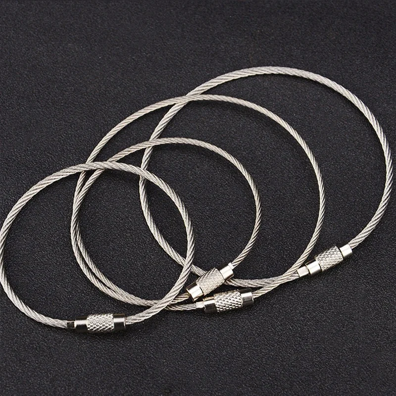 10Pcs Wire Rope Key Chain Stainless Steel Wire Keychain Carabiner Cable Key Ring Outdoor Hiking image 2