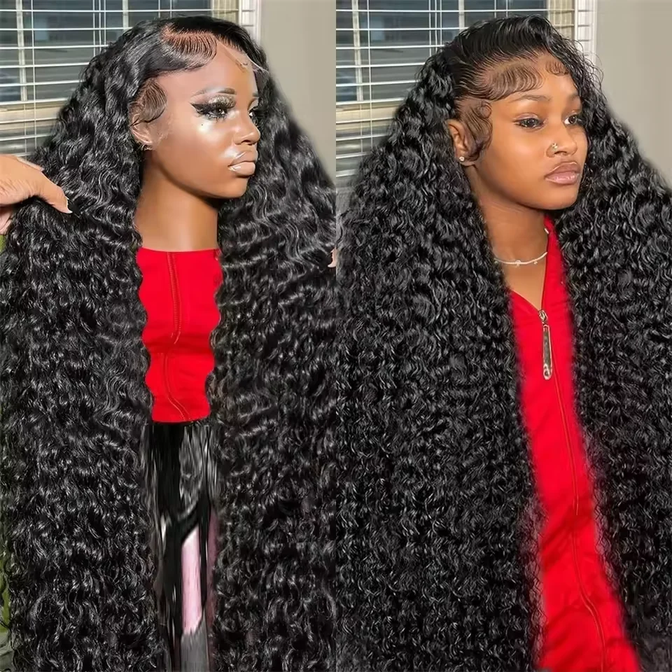 

Deep Wave 13x4 13x6 Full Frontal HD Transparent Lace 30 40 Inch Long Brazilian Remy Human Hair Pre plucked Wigs 200 Density