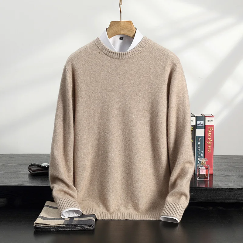 LDZWSM Wool Cashmere Thickening Sweater Men's O-Neck Pullover Autumn Winter New Casual Large size Base Shirt Knit Tops M3004031