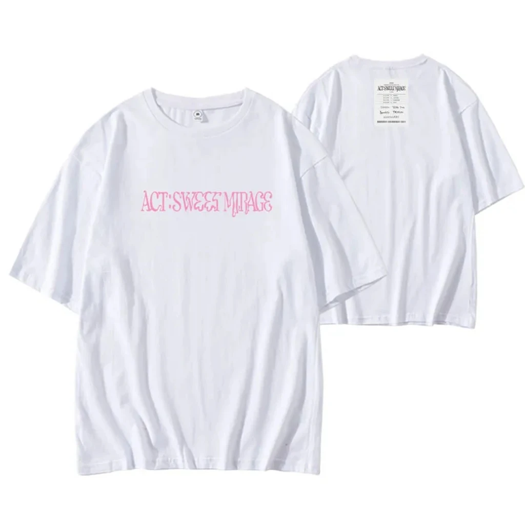 kpop 2024 Txt ACT SWEET MIRAG Tour Concert Y2K T-Shirt Top Cotton Loose Short Sleeved Hip Hop Wrap Harajuku Casual Summer TopTee