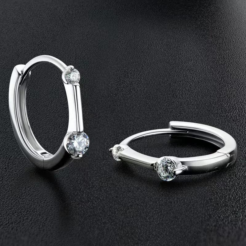 Tiny Moissanite Hoop Earrings for Women 925 Sterling Silver Circle Diamond Huggie Earrings Iced 0.26ct Moissanita Pass Tester