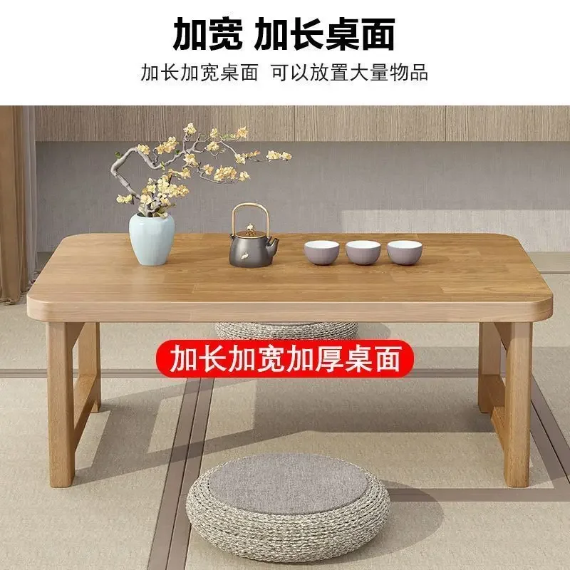 Solid Wood Folding Tatami Table, Bay Window Kang Desk, Household Small Writing Coffee Table with Storage for Students