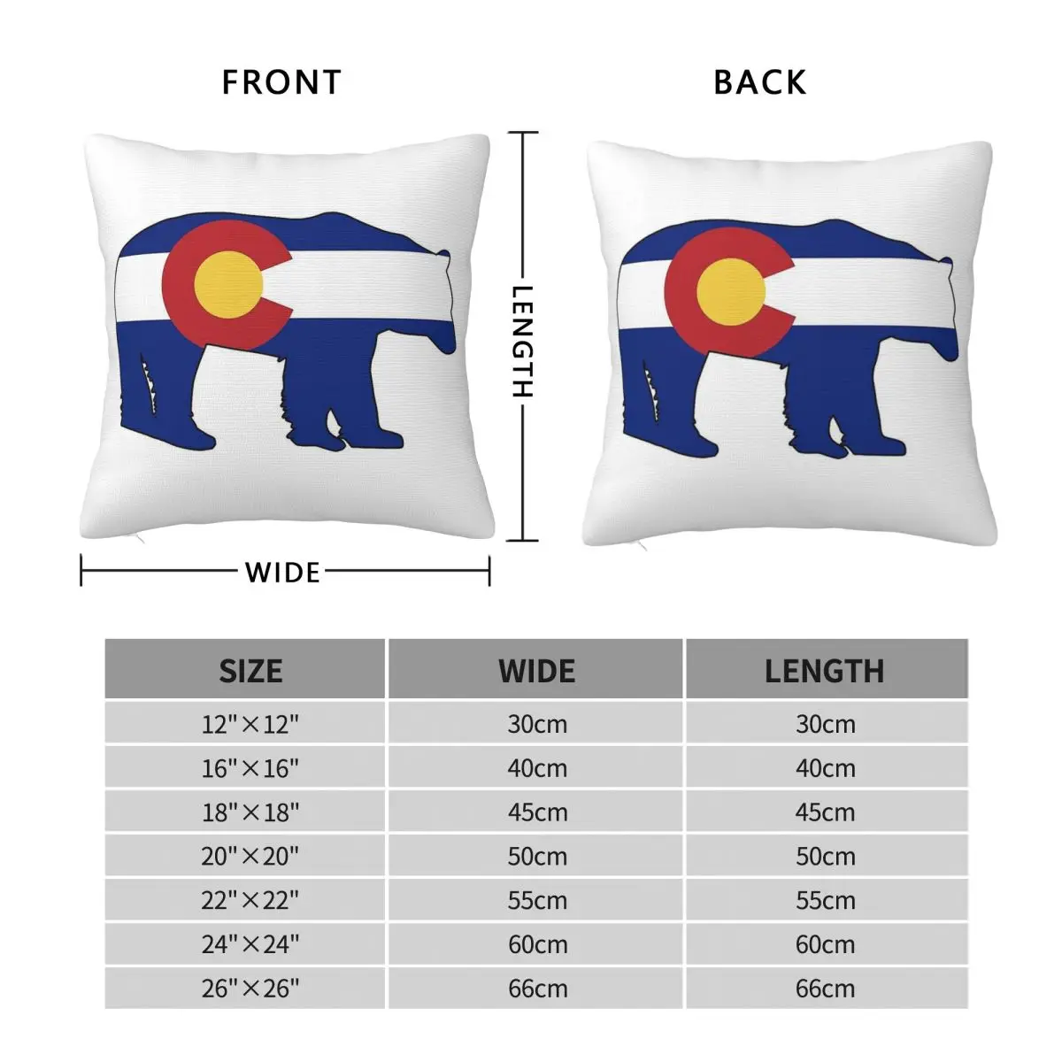 Colorado State Bear Flag Square Pillowcase Polyester Linen Velvet Printed Zip Decor Sofa Seater Cushion Cover 45x45
