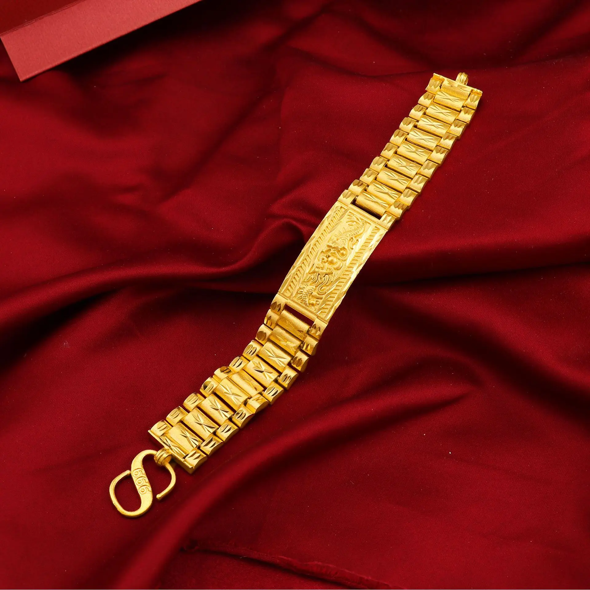 True Gold Color Bangle Full Sky Star Dragon Pattern Wide Edition Bracelet for Men Women's Boutique Wedding Fine Jewelry Gift